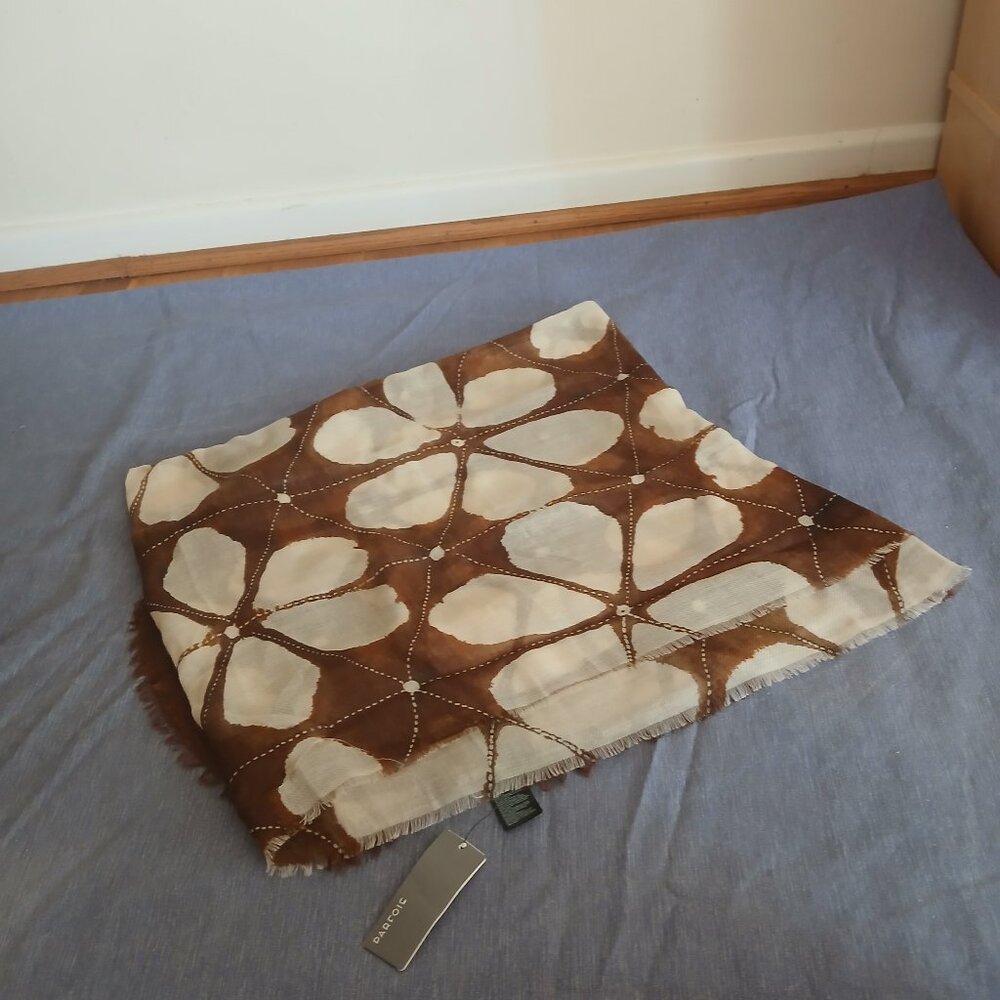 Parfois Brown Flower design Scarf 76" x 37" New